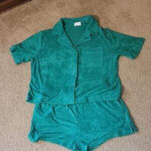 Pink Lily Emerald Green Pajama Set